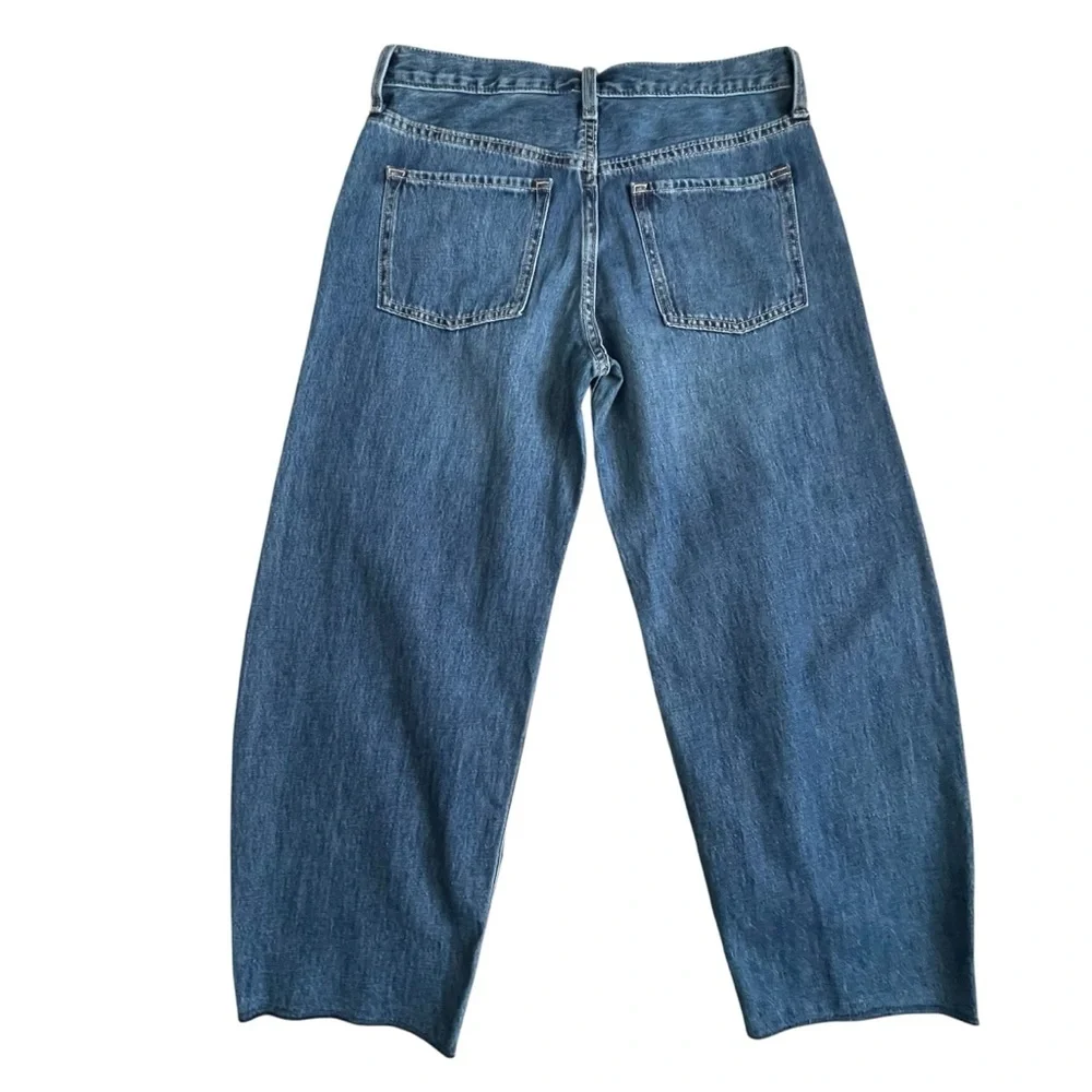 Old Navy  Baggy Barrel Leg Jeans Girls Size 12 Plus Medium Wash Raw Hem